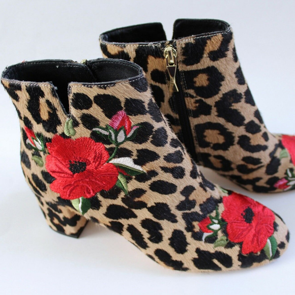 NWOT Kate Spade Leopard Floral Fur Boots NO BOX - Picture 1 of 8